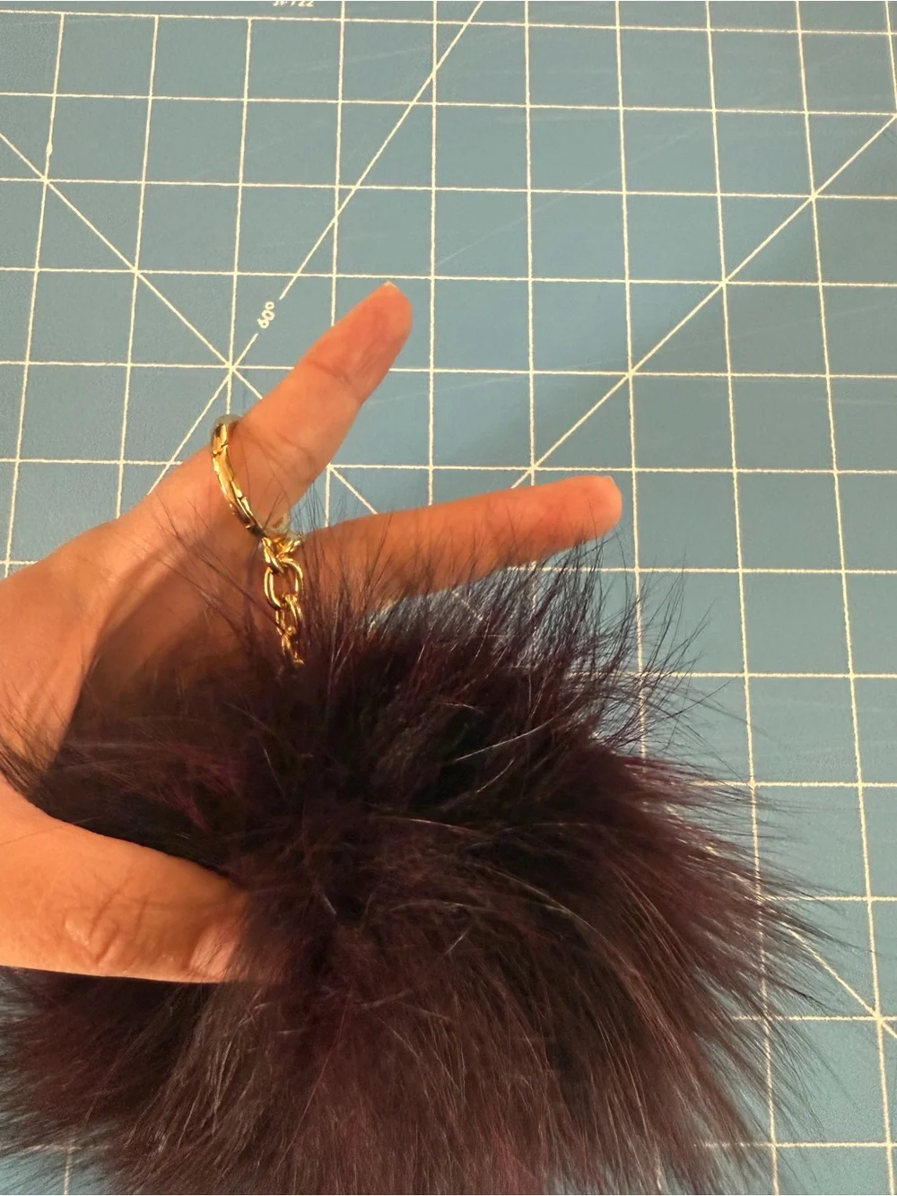Michael Kors Fox Fur Key Chain- Deep Plum